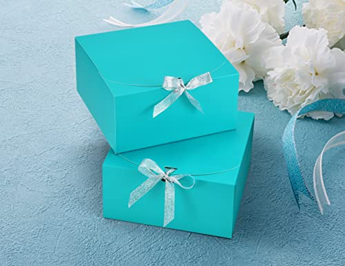 HUAPRINT 12 Sets Teal Blue Gift Boxes with Lids,8x8x4 inches Gift Paper Box Wrap for Bridesmaid Proposal,Wedding,Packagin...