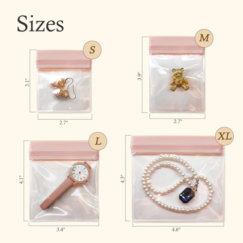 Qryval 30 PCS Clear Plastic EVA Anti Tarnish Jewelry Storage Bags, Zip Ziplock Jewelry Pouches for Selling & Gift, Little ...