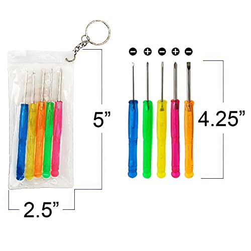 ArtCreativity 5 PC Mini Screwdriver Keychain Set, Pack of 12, Set Includes 5 Screw Drivers and Portable Pouch, Cool Birthd...