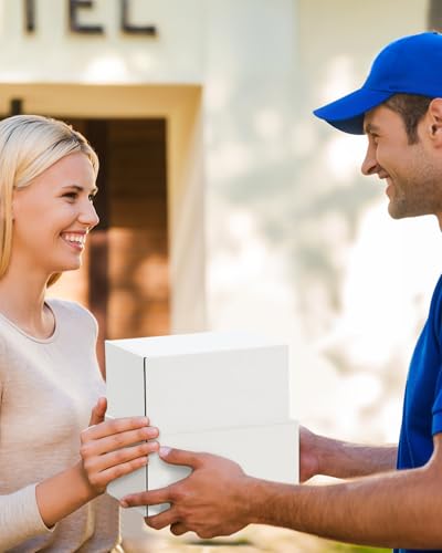 Poever Shipping Boxes 6x4x3 inches Small Mailing Boxes 50 Pack White Cardboard Corrugated Box Mailers