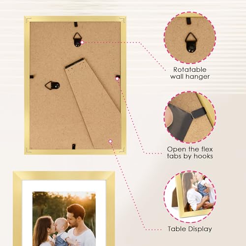 FIXSMITH 5x7 Picture Frame Bulk-4 Pack, Gold Picture Frames Collage Wall Decor, Wall & Tabletop Picture Frames, Photo Fram...