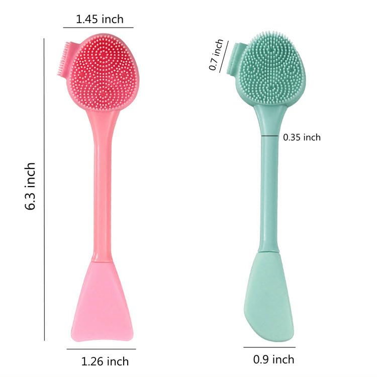 2PCS Silicone Facial Cleanser Tool,Silicone Face Manual Beauty Tools Facial Cleanser Soft Bristle Cleaning Tool Double-Sid...