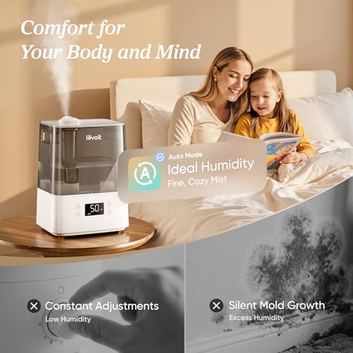 LEVOIT Humidifiers for Bedroom Large Room Home, (6L) Cool Mist Top Fill Essential Oil Diffuser for Baby & Plants, Smart Ap...