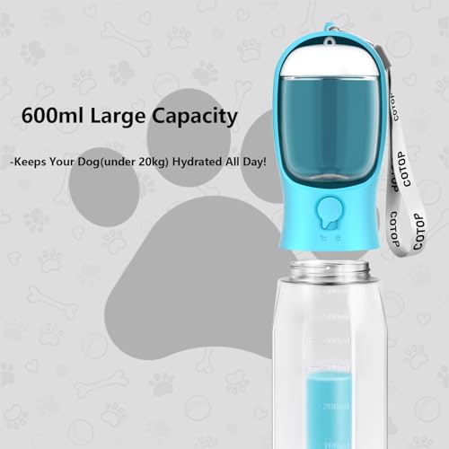 20oz Dog Water Bottle with Food Container & Poop Bag Dispenser | Leak-Proof Portable Pet Water Dispenser with Carabiner Cl...
