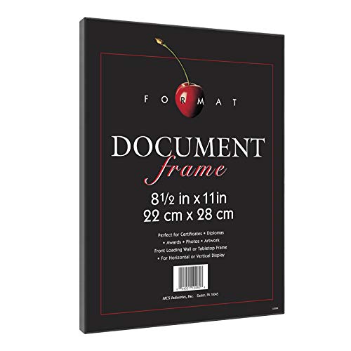 MCS Format 8.5x11 Diploma Frame, Black Picture Frame Wall Hanging or Tabletop Easel for Documents, Awards & Certificates (...