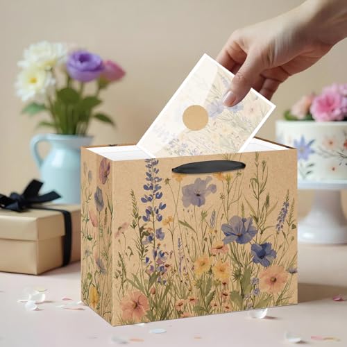 Wildflower Gift Bag Christmas Gifts Wild Floral Birthday Bag with Wrapping Paper Card Sticker Envelope for Watercolor Flow...
