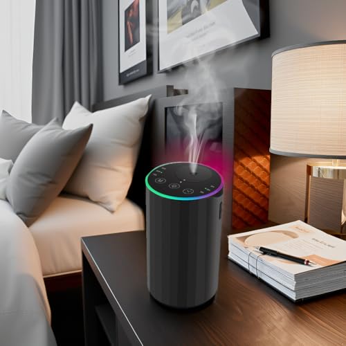 Waterless Essential Oil Diffuser, 7 Colors LED Light, Battery Powered Mini Scent Air Machine, Aromatherapy Mist Diffuser f...