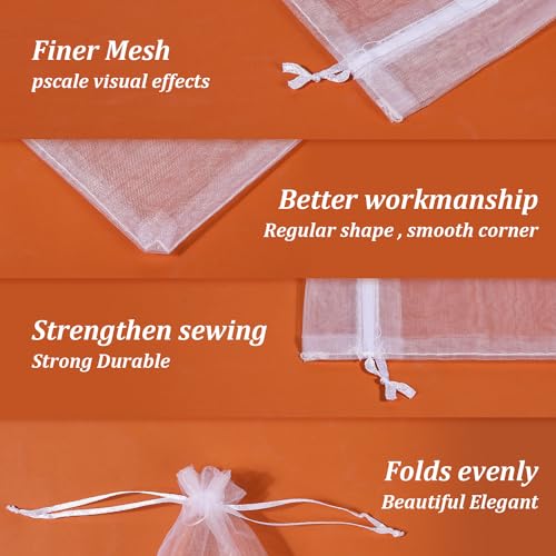Hopttreely 100pcs Organza Bags, White 4x6(10X15CM) Satin Drawstring Organza Pouch Wedding Party Favor Gift Bag Jewelry Wat...