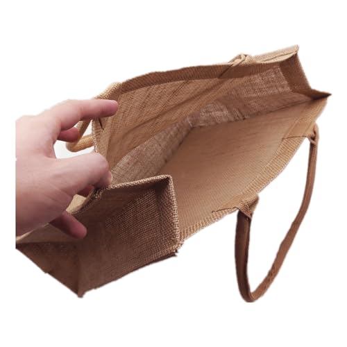 LyyGuanYoo 6 Pack Jute Tote Bag Reusable, Burlap Beach Bags with Sturdy Rounded Handles, Sturdy Base Gym Shopping Travel B...