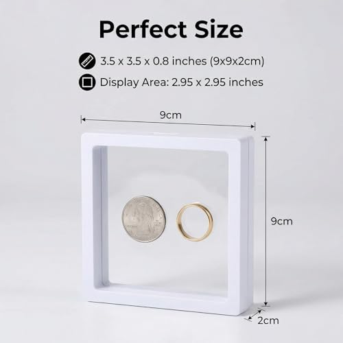 Chiegeguu 6 Pack 3D Floating Display Case, Clear Jewelry Display Box with Suspended Film, Transparent Storage Holder for R...