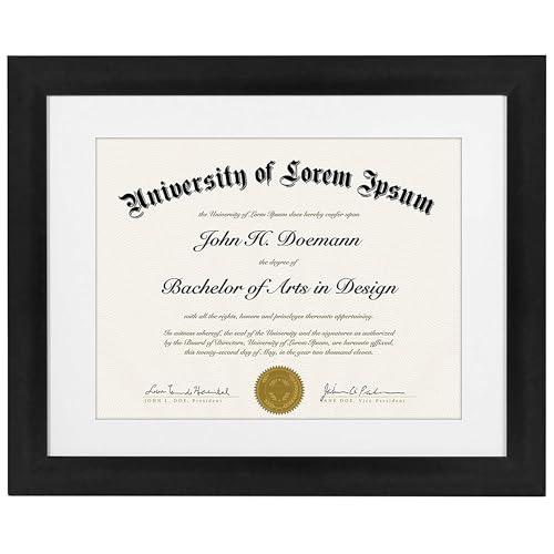 Americanflat 11x14 Diploma Frame with Shatter-Resistant Glass - Use as 8.5x11 Frame with Mat or Display 11x14 Documents Wi...