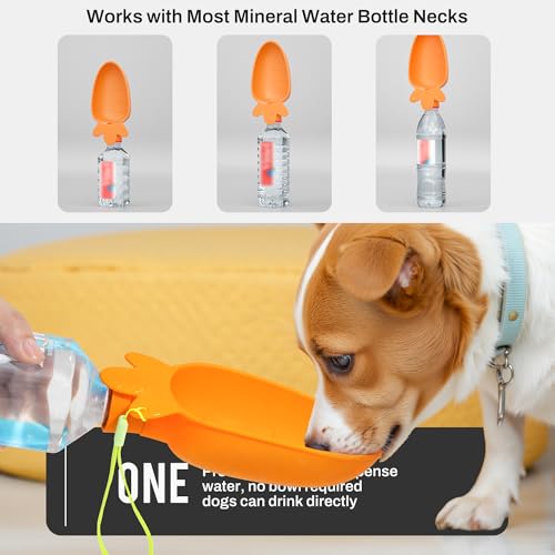 Li & Zhao Portable Dog Water Bottle Dispenser - Leak Proof Portable Water Bowl for Dog Foldable Carrot Water Bowl Travel S...