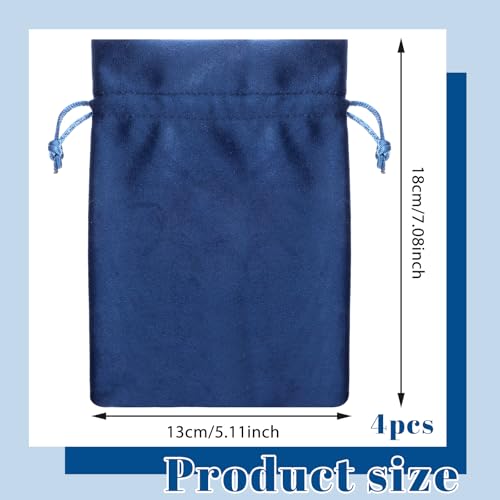 Velvet Gift Bags, 4pcs Dice Storage Bag with Drawstring 5 x7 inch Mixed Drawstring Soft Velvet Cloth Jewelry Pouches Small...