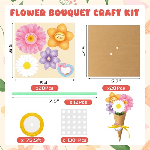 BDDYYI 28 Set Mother's Day Flower Bouquet DIY Kit Floral Paper Craft for Teacher Appreciation & Home Decor Thankful Gift f...
