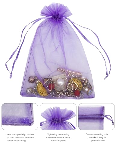 Jexila 120PCS Sheer Organza Bags 5X7 inches Mesh Drawstring Gift Bags Small for Jewelry Wedding Party Baby Shower Favor Ba...