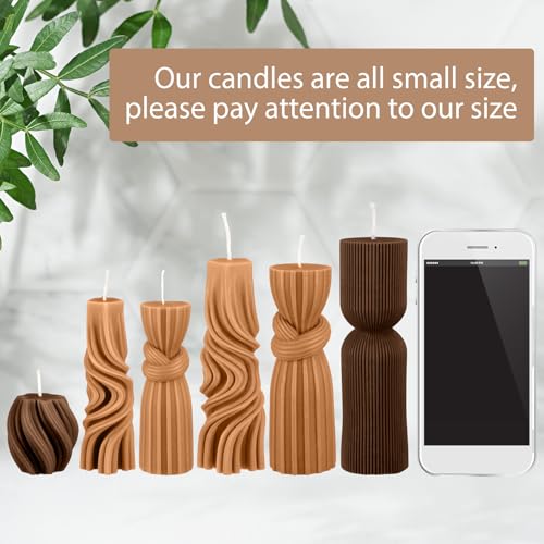 Threlaco 6 Pcs Pillar Candles Decorative Modern Aesthetic Ribbed Candle Set Cute Soy Wax Scented Ribbed Decor Valentine's ...