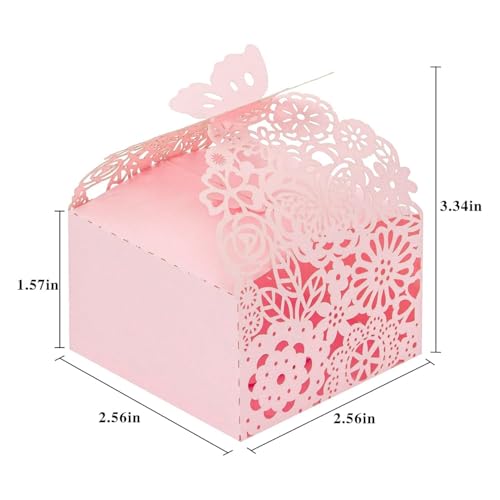 KAZIPA 50pcs Laser Cut Butterfly Favor Boxes, 2.6" x 2.6" x 1.6" Floral Gift Box for Bridal Shower Anniversary Wedding Par...