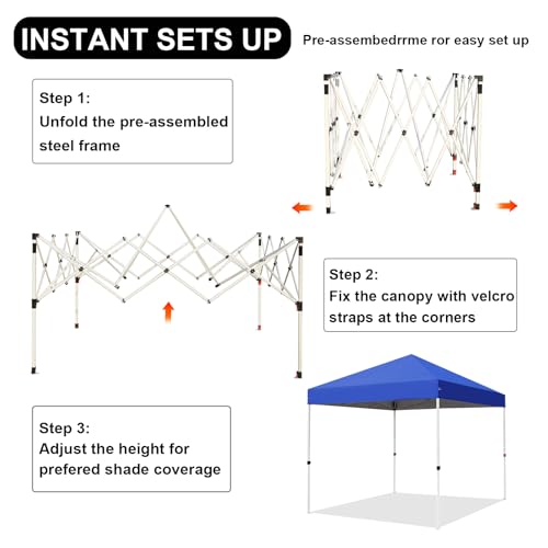 Northroad 8X8 FT Pop Up Canopy, Outdoor Instant Canopy Tent w/Carrying Bag, Portable Gazebo Shelter for Wedding Party,Comm...