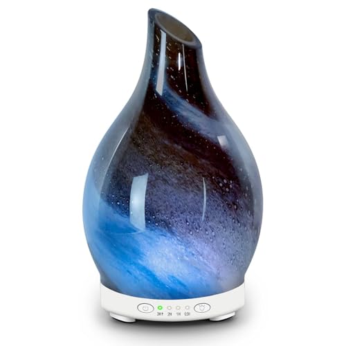 Essential Oil Diffuser 120ML Glass Aromatherapy Diffuser with 4 Timer Settings & 7 Color Changing Lights, Auto Shut-Off, U...