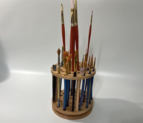 BlackLabMill Rotating Paint Brush Holder - Handmade Paint Brush Holder Rotating Art Supply Organizer – Large Capacity Cher...