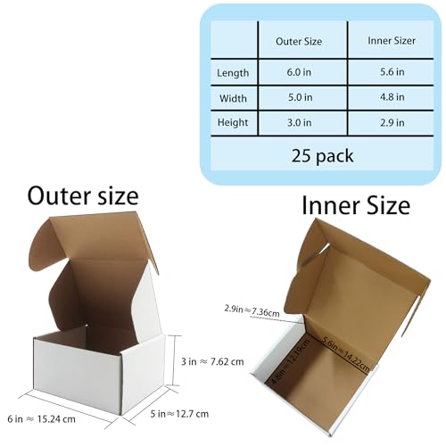 6x5x3 inch Shipping Boxes, White Corrugated Cardboard Box Literature Mailing Shipping Packaging Recyclable Storage Boxes a...