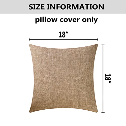 Home Brilliant Linen Throw Pillow Covers 18x18 Burlap Decorative Pillow Covers Farmhouse Throw Pillows for Couch Bench Sof...