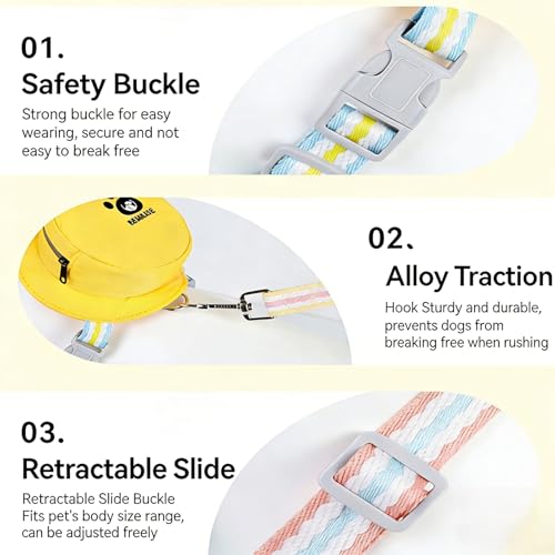 YooHoStar No Pull Dog Harness Set with Pouches Dog Saddle Bag, Adjustable No-Choke Dog Harness Collar and Leash Set with S...