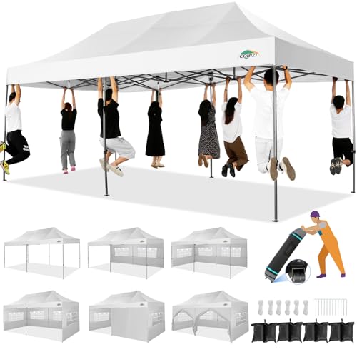 COBIZI 10x20 Heavy Duty Pop up Canopy Tent with 6 sidewalls Easy Up Commercial Outdoor Wedding Party Tents for Parties All...