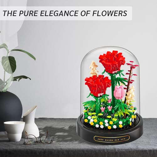 Linkowin Flower Bouquet Building Set - 593PCS Rose Flower Plants for Botanical Collection - Romantic Gift for Mother's Da...