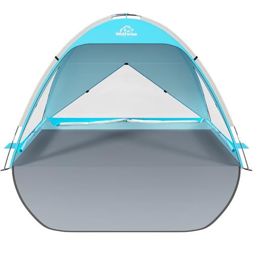 Wolfwise Beach Tent Sun Shelter for 3/4/5 Person with UPF 50+ UV Protection, Sun Shade Beach Tents with Extendable Floor f...