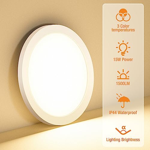 Flush Mount Ceiling Light Fixtures - 3000K-4000K-6500K & 100W Equivalent Flat Led Lights for Room Ceiling,7.5Inch Ultra Th...