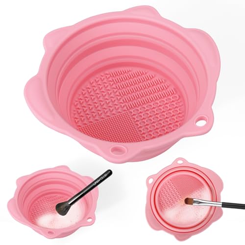 Vodolo Paint Brush Cleaner Mat,Foldable Silicone Paint Brush Cleaner Bowl,Portable Cleaning Tool for Paintbrush,Painting A...