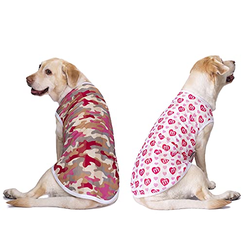 2 Pack Camo Dog Tshirts for Medium Large Dogs, Quick Dry Dog Cooling Vest Shirt T-Shirts Girl Boy,Breathable Stretchy Tank...