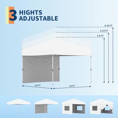 Garvee 10x10 Pop Up Canopy Tent with 1 Removable Sidewall, Heavy Duty Commercial Instant Shelter with One-Person Setup, UP...