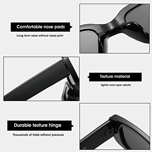 BUTABY Rectangle Sunglasses for Women Retro Driving Glasses 90’s Vintage Fashion Narrow Square Frame UV400 Protection