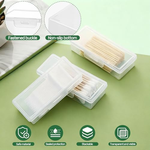 BEAGERUO 4 Pcs Cotton Swab Holder, Travel Portable Floss Pick Dispenser, Hair Tie Organizer, Small Plastic Box with Lid, ...