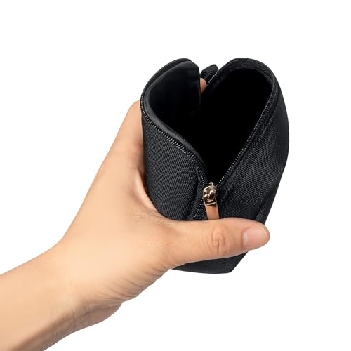 TUBGIIKS 2-Piece Mini Pouch with Carabiner Clip, Unisex Small Organizer Case for Electronics, Makeup, and Accessories (Black)