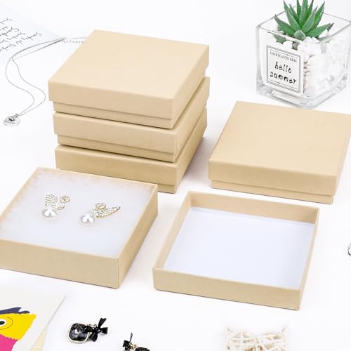 batifine Jewelry Gift Boxes, Cardboard Jewelry Boxes, 40 Pack 3.5x3.5x1 Inch, Bulk Cotton Filled Small Jewelry Boxes with ...