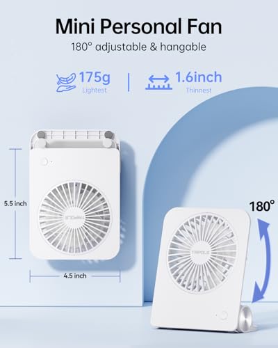 TriPole Desk Fan Small Portable Fan 2000 mAh Rechargeable Battery Ultra Quiet 4.5 Inch Mini Travel Fan with 180° Tilt Fold...