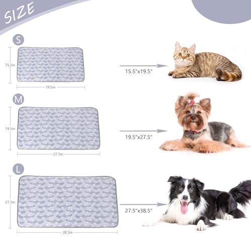 DELIFUR Cat Cooling Mat- Pet Cooling Mat Outdoor for Dogs Self Cooling Pad for Kitten Cat Puppy Machine Washable (Small, G...
