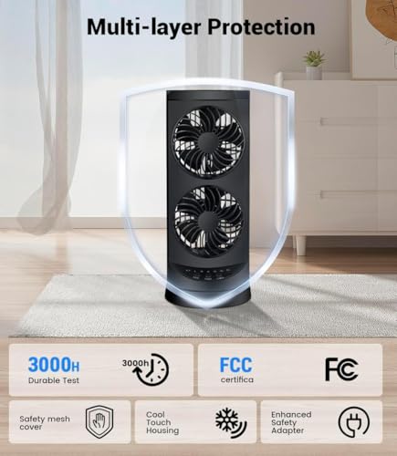 Personal Tower Cooling Fans that Blow Cold Air, Standing Small Desk Fan with 3 Speeds & Timer, 60° & 110° Oscillating Tabl...