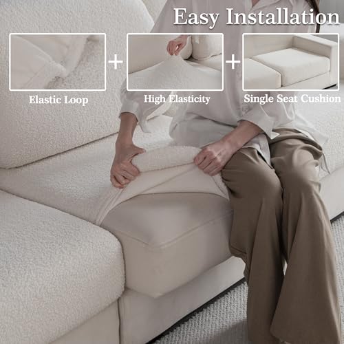 OHSIO Couch Cushion Covers for Sectional Sofa, Stretch Soft Sofa Slipcovers Washable Wear-Resistant Universal Furniture Pr...