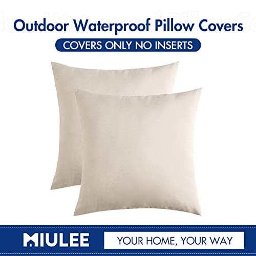 MIULEE Pack of 2 Decorative Outdoor Solid Waterproof Throw Pillow Covers Faux Linen Garden Farmhouse Cushion Cases for Pat...