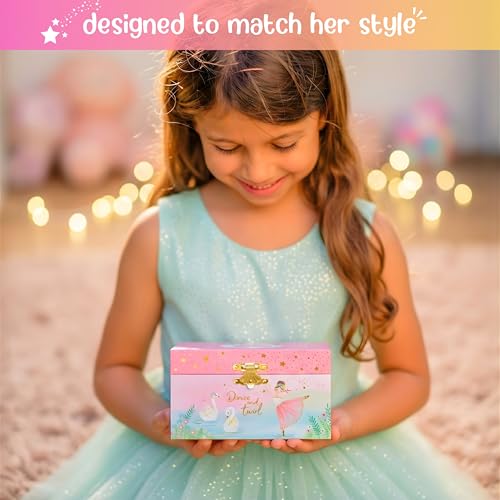 Giggle & Honey® Musical Ballerina Jewelry Box for Girls - Kids Music Box with Spinning Ballerina, Ballet Birthday Gifts fo...