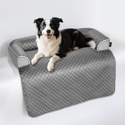 Cooling Mat for Dogs, Self Cooling Dog Bed for Couch, Orthopedic Pet Sofa Bed with Removable Washable Cover, for Crate Flo...