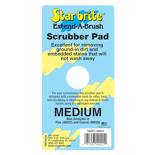 STAR BRITE All-Purpose Medium (Red) Scrubber Pad - Available in Medium, Fine & Coarse Textures with Ergonomic Handle for B...