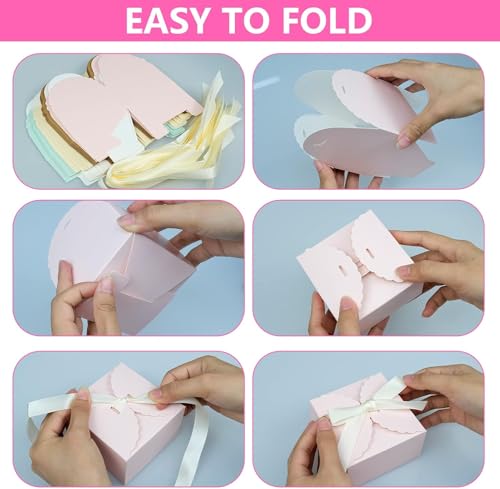 JJYHEHOT 20 PCS Gift Box with Ribbon, 4 Colors Party Favor Box, Small Candy Dessert Box, for Birthday, Easter, Wedding Party