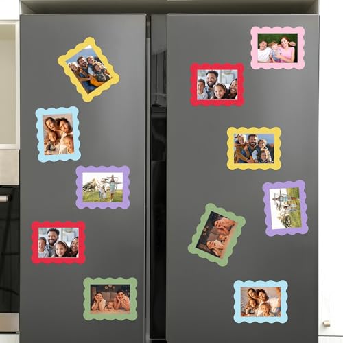 Kingdder 12 Pcs Graduation Scalloped Magnetic Picture Frame for Refrigerator 4 x 6 Pastel Reusable Picture Frame Magnets D...