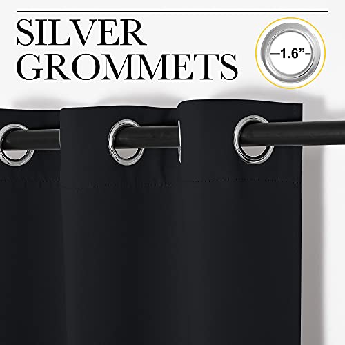 NICETOWN Pitch Black Solid Thermal Insulated Grommet Blackout Curtains/Drapes for Bedroom Window (2 Panels, 42 inches Wide...