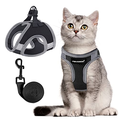 FAYOGOO Cat Harness and Leash Set for Walking Escape Proof, Kitten Adjustable Small Large Cat Lightweight Soft Vest Harnes...